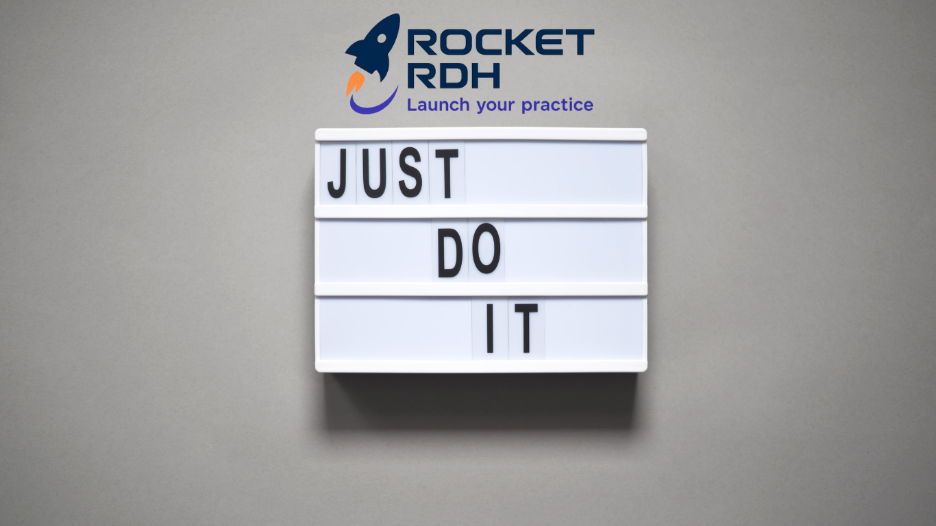 Independent dental hygienist taking the first practical steps toward starting a business, representing action, momentum, and building confidence before everything feels perfect.